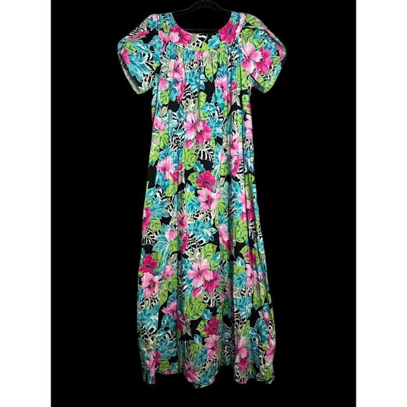Hilo Hattie Vintage 1980’s Hawaiian Muu Muu/Maxi Dress Size Xl Vibrant Aloha - Picture 1 of 7